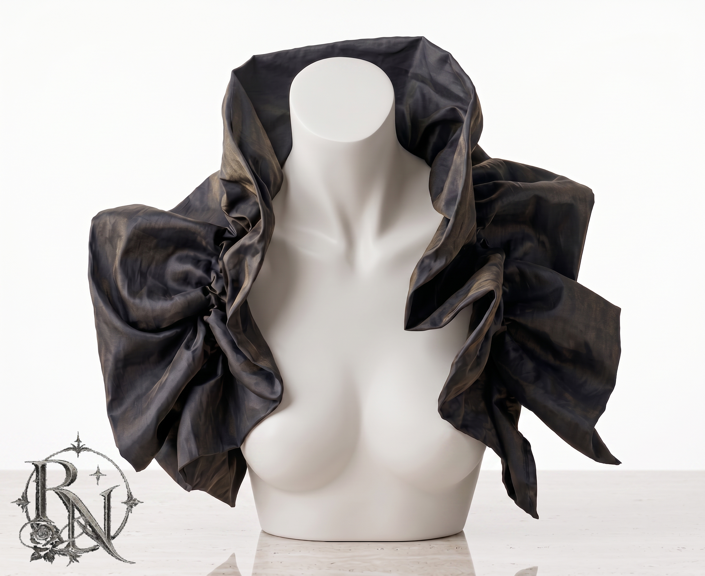 Black taffeta shrug/bolero