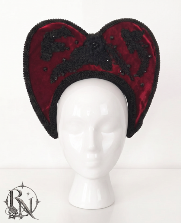 Bathory burgundy  gothic crown headpiece
