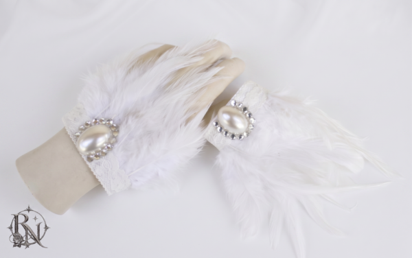 The White Swan feather gothic fantasy cuffs