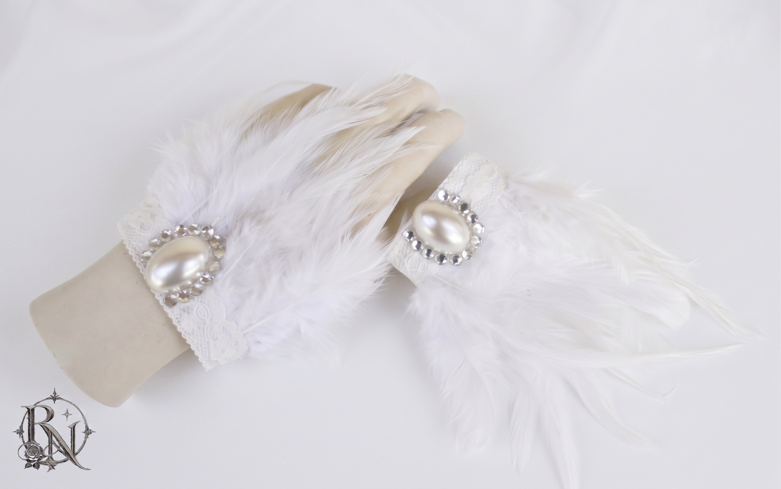The White Swan feather gothic fantasy cuffs