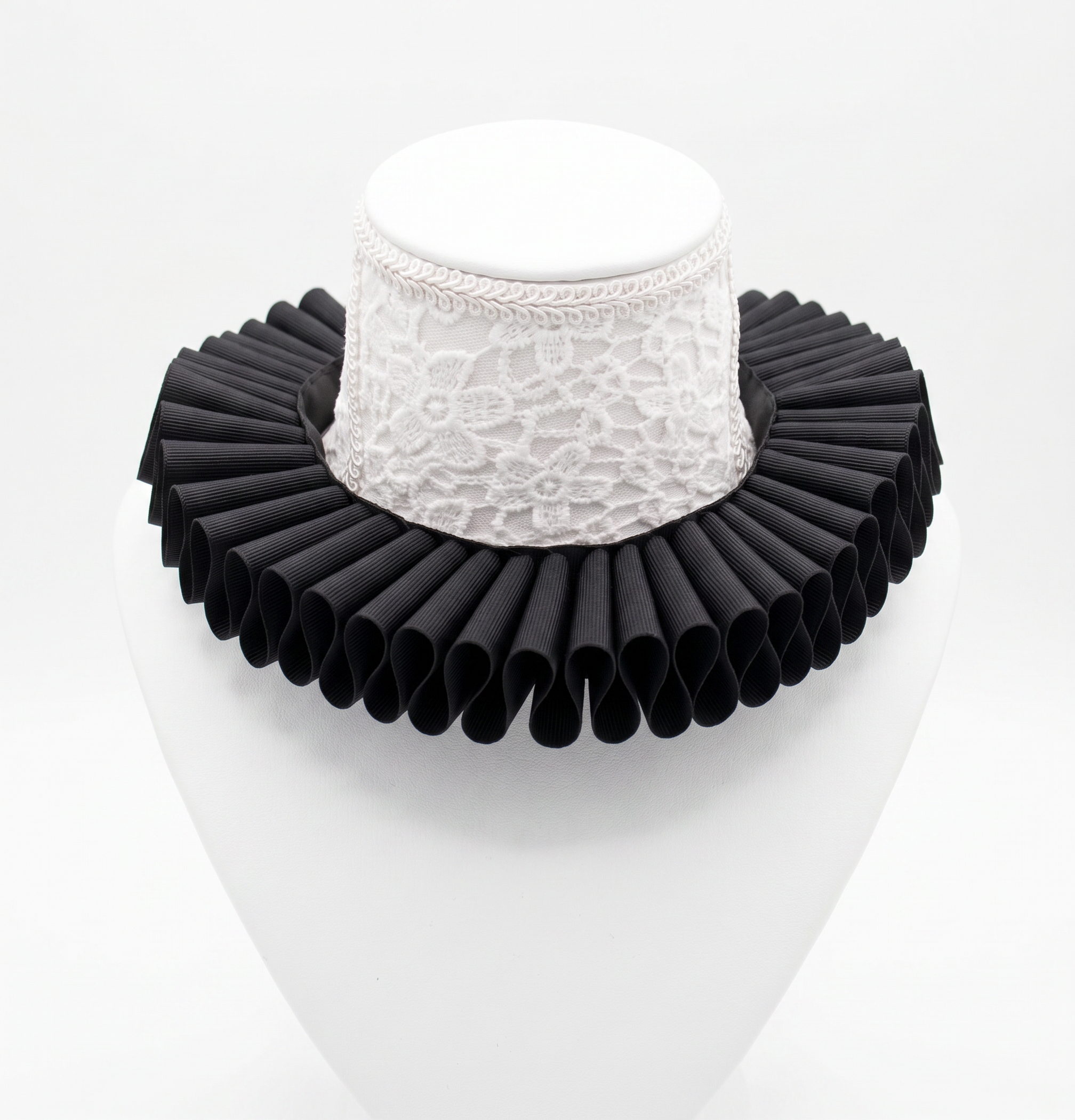 Historical black grosgrain elizabethan ruff collar - Image 2