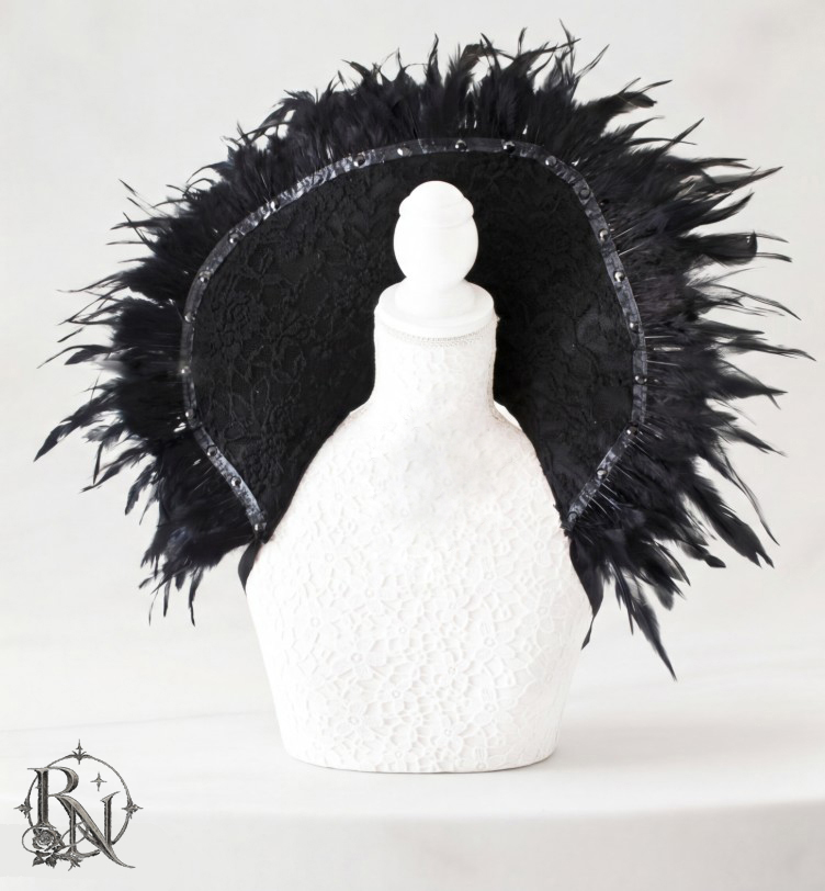 Black Swan feather lace gothic collar