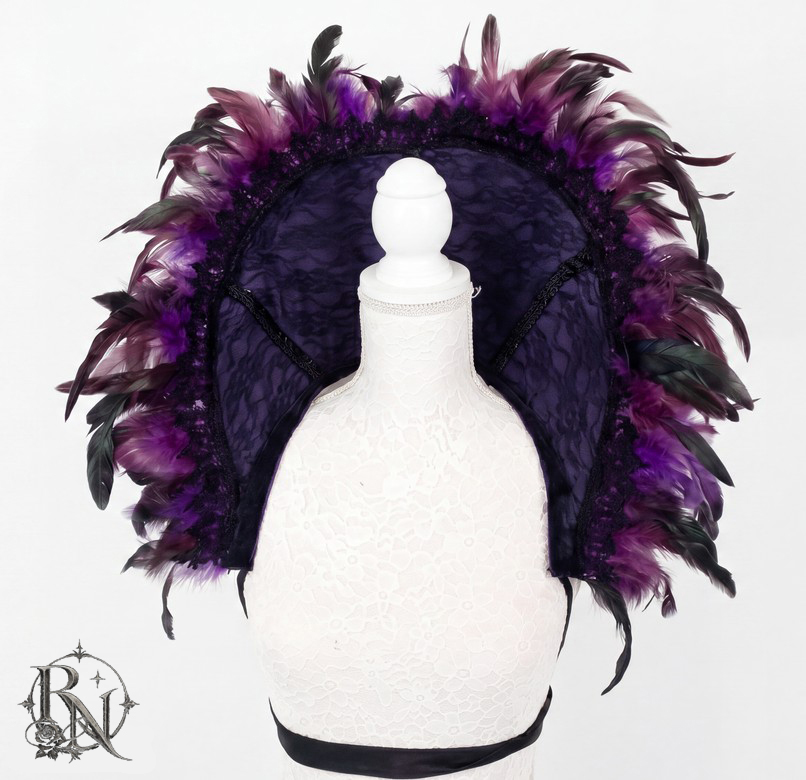 Purple lace and feather gothic collar,shoulderpiece - Image 3