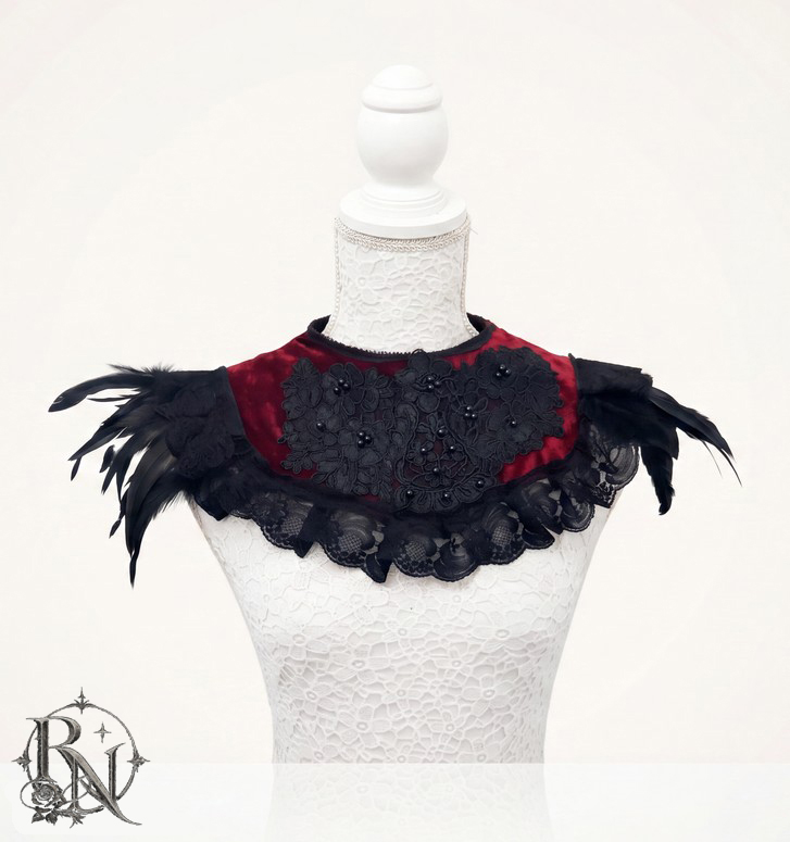 Gothic vampire feather velvet collar-Bloodlust collar