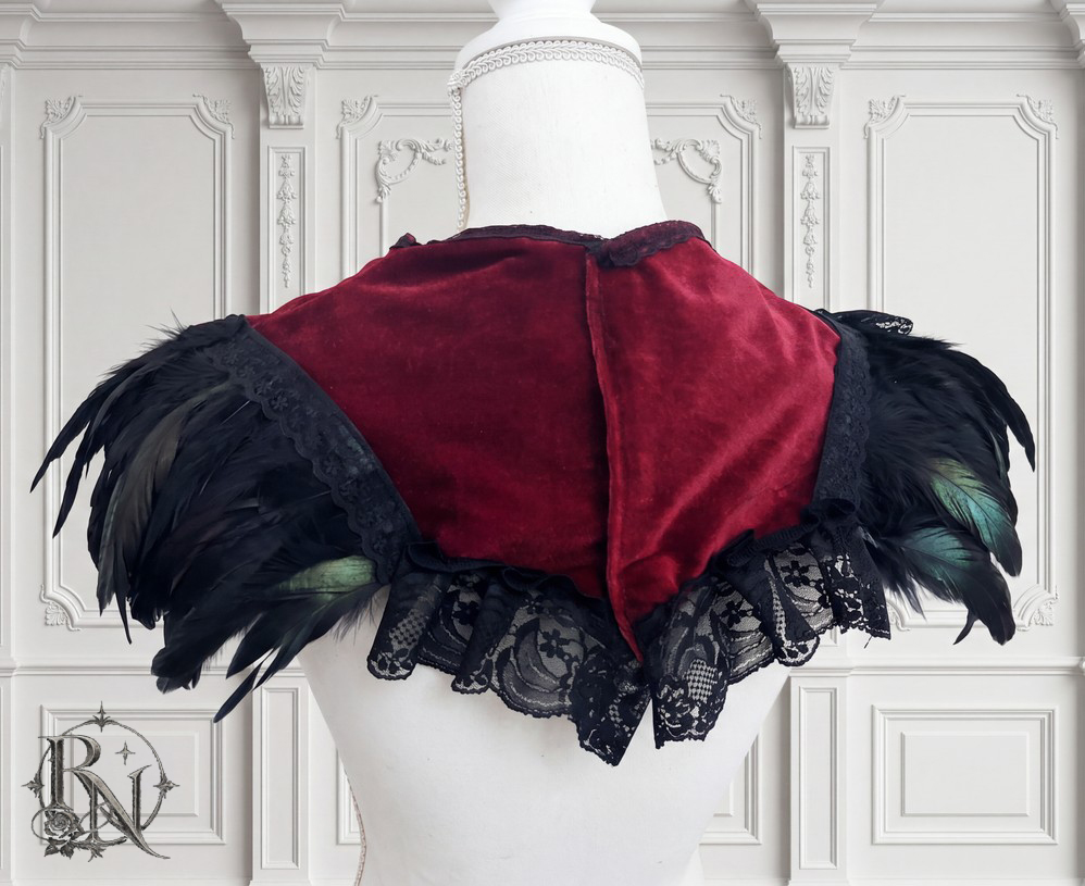 Gothic vampire feather velvet collar-Bloodlust collar - Image 3