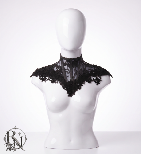 Black elegant  lace gothic neck corset