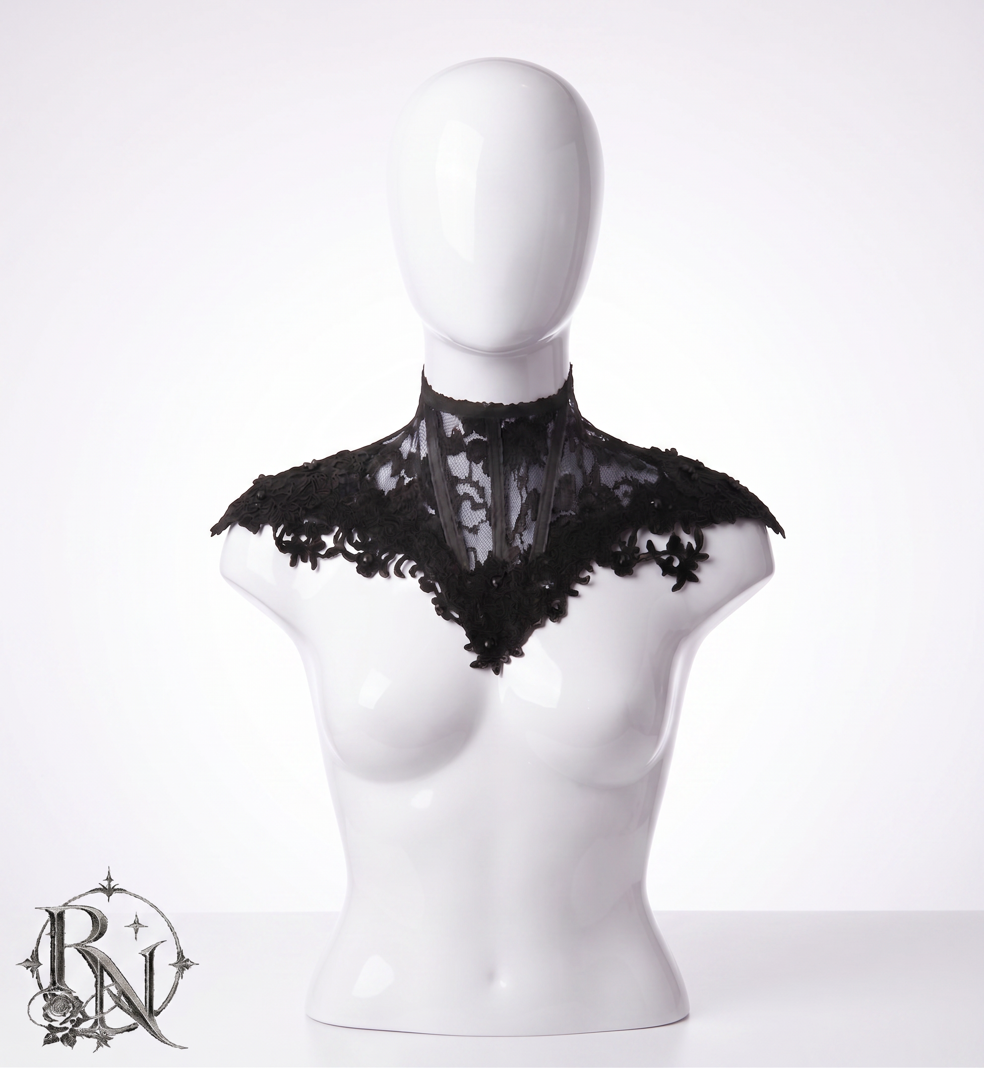 Black elegant lace gothic neck corset