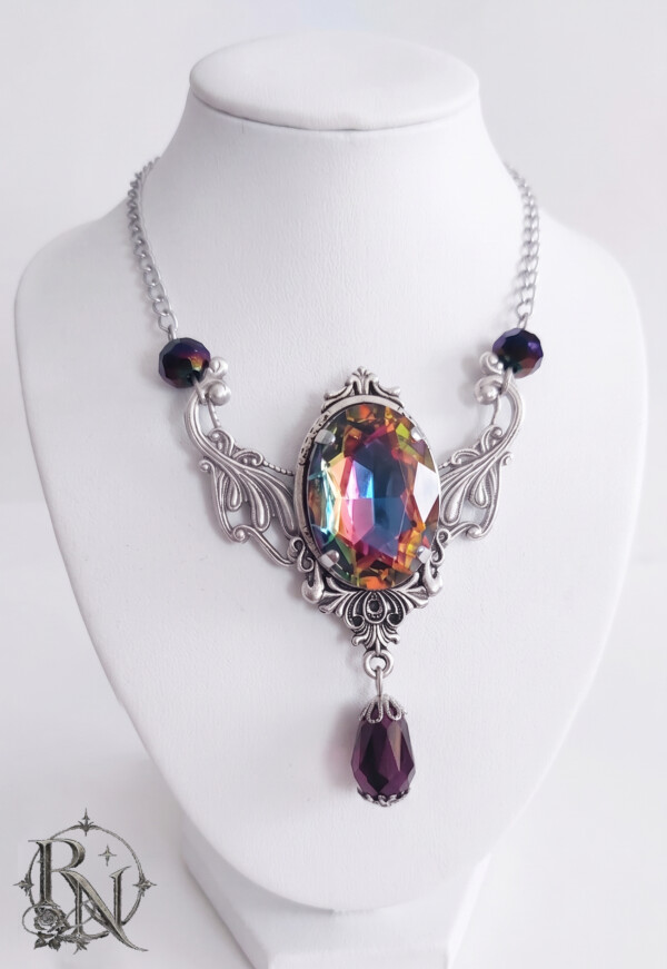 Silver gothic fairycore gem necklace