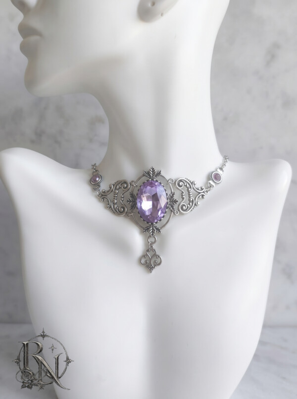 Dream fairy silver metal choker with gem