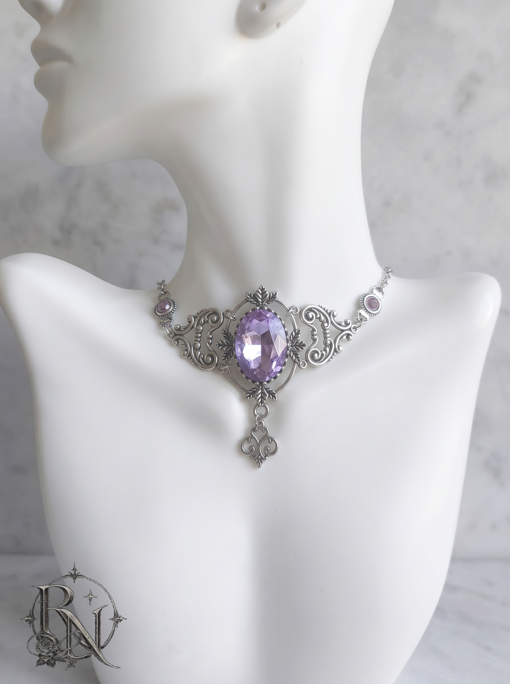 Dream fairy silver metal choker with gem